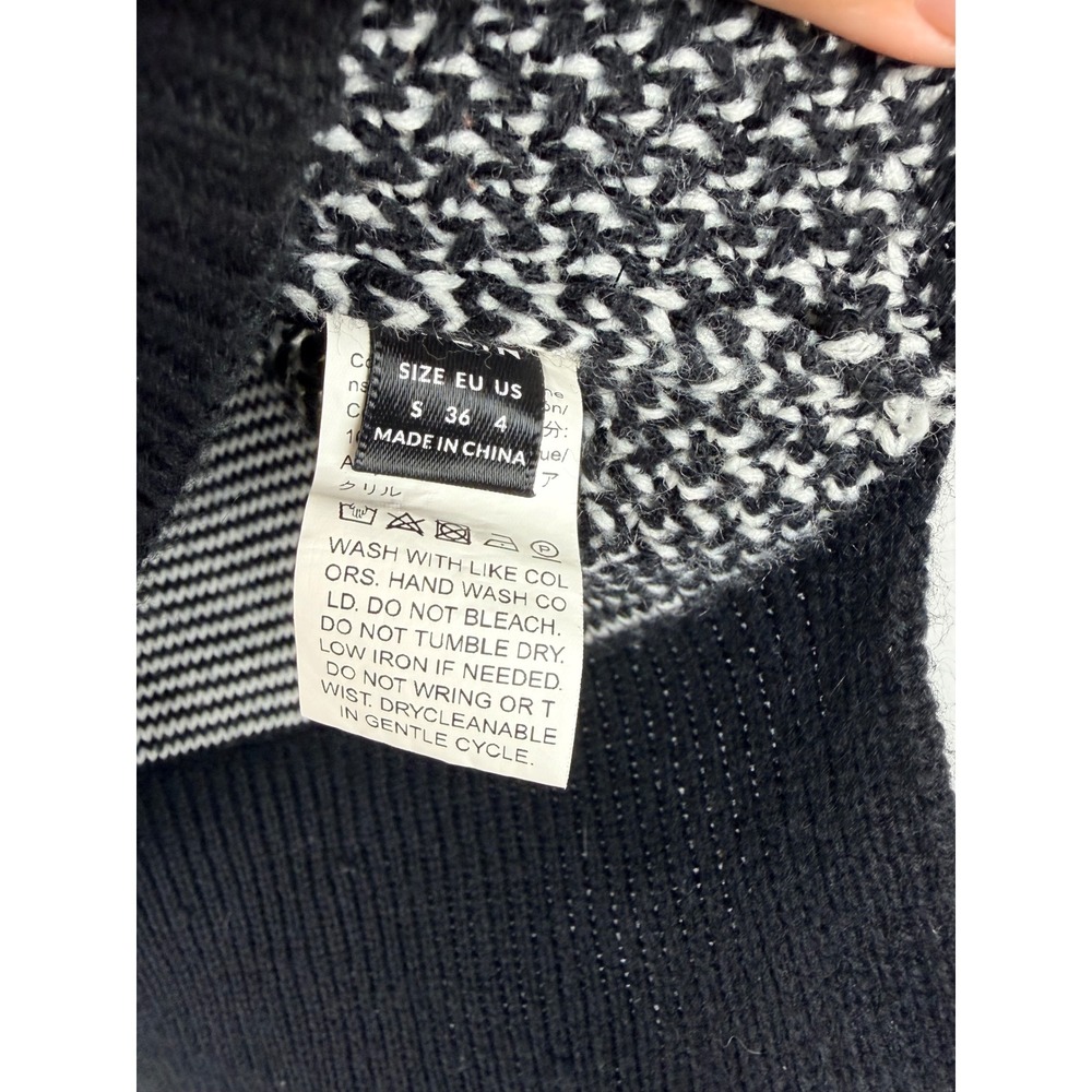 SHEIN Black White Geometric Patchwork Knit Sweater Vest V-Neck Striped Small - Picture 12 of 14